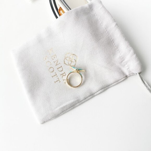 Kendra Scott Melody Bird Gold Teal Crystal Cocktail Ring Size 7 - Picture 4 of 4